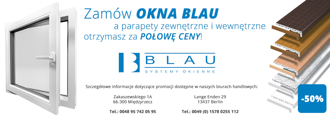 Okna BLAU – parapety za pół ceny
